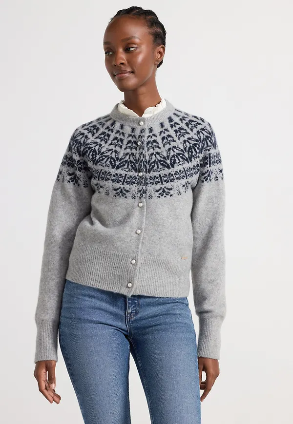 Cardigan med Fair Isle-mönster