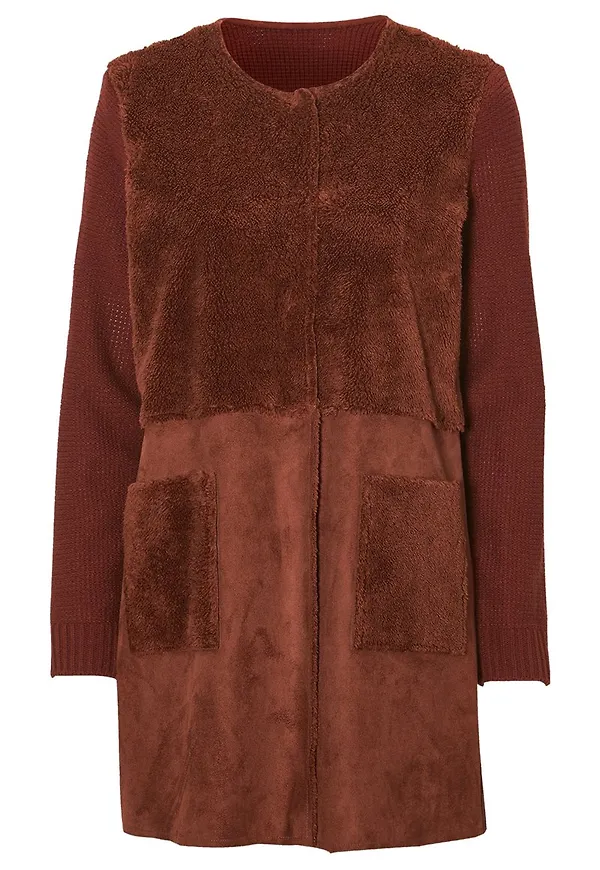 Cardigan med pälsimitation