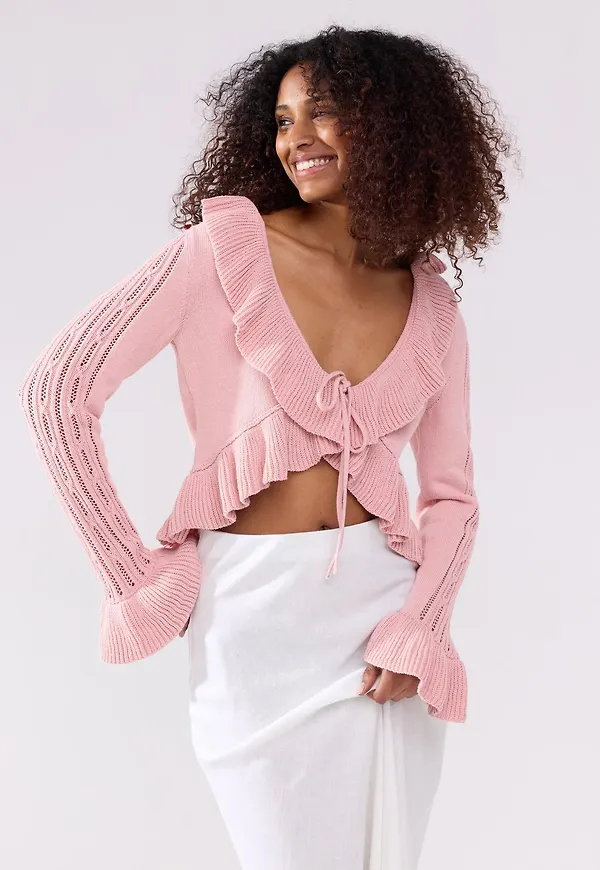 Cardigan med volang
