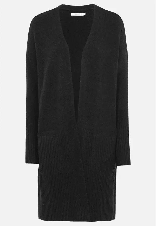 Cardigan med öppen framsida och ribbade detaljer