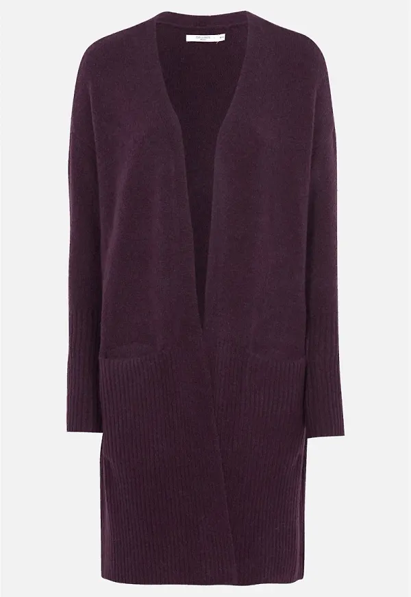 Cardigan med öppen framsida och ribbade detaljer