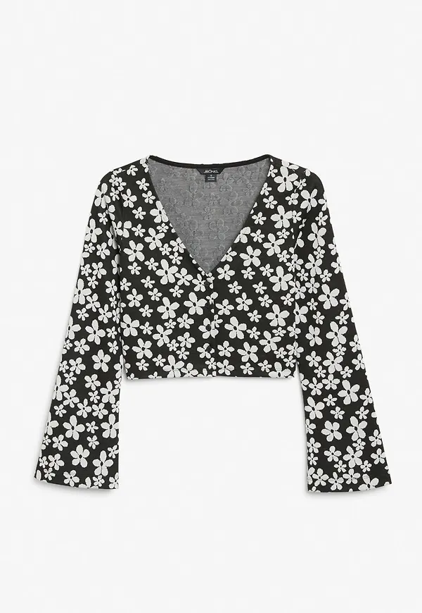 Cardigan with flared sleeves - Black