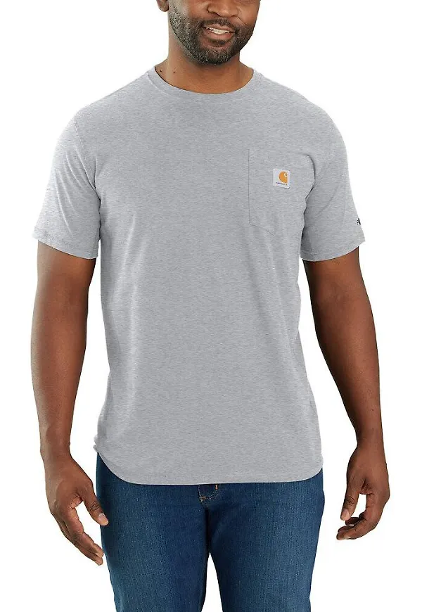 Carhartt Men's Carhartt Force Relaxed Fit Midweight Short-Sleeve Pocket T-Shirt Heather Grey