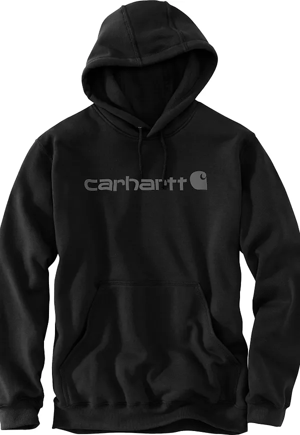 Carhartt Men's Signature Logo Hooded Sweatshirt Black/gray
