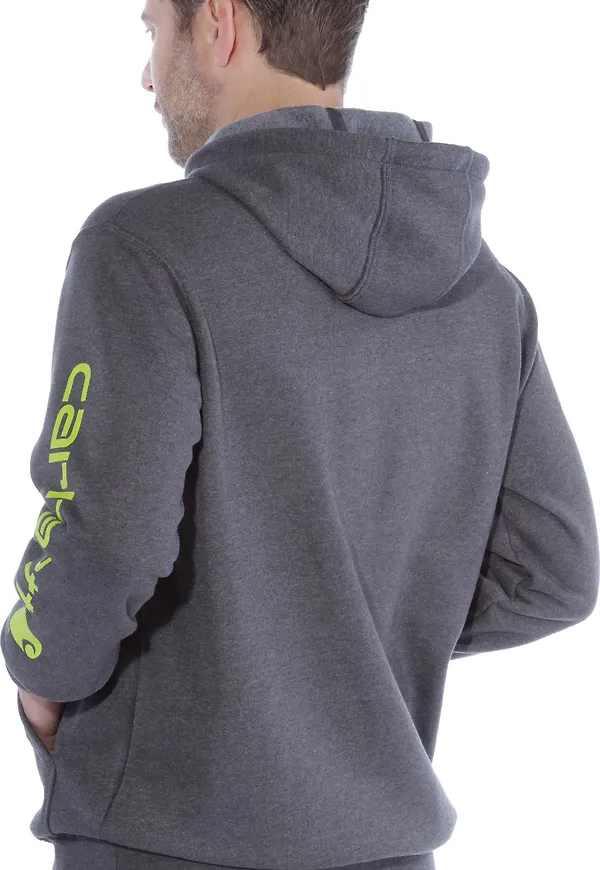 Carhartt Men's Sleeve Logo Hooded Sweatshirt Carbon Heather