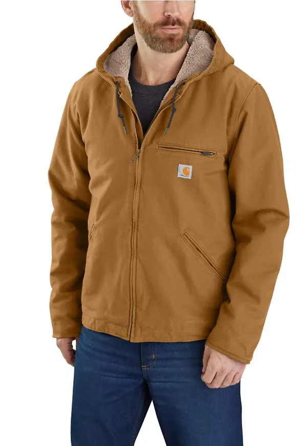 Carhartt Men's Washed Duck Sherpa Lined Jacket Brown