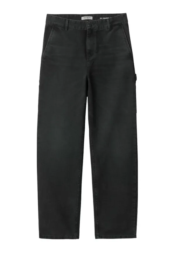 Carhartt Wip, Byxor, Dam, W28, Denim, Svart Denim Rak Arbetsbyxor