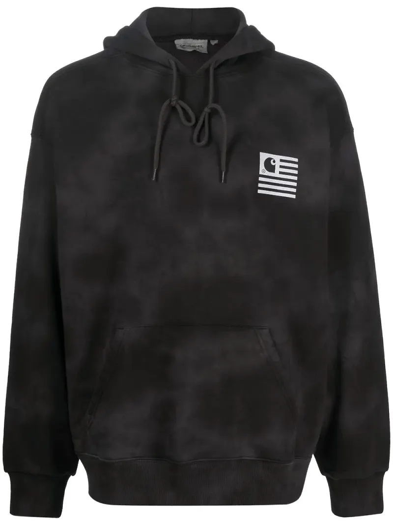 Carhartt WIP batikmönstrad hoodie med logotyp - Svart
