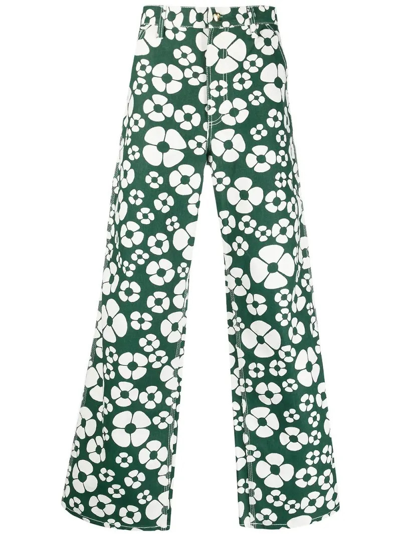 Carhartt WIP blommiga byxor med vida ben - Grön