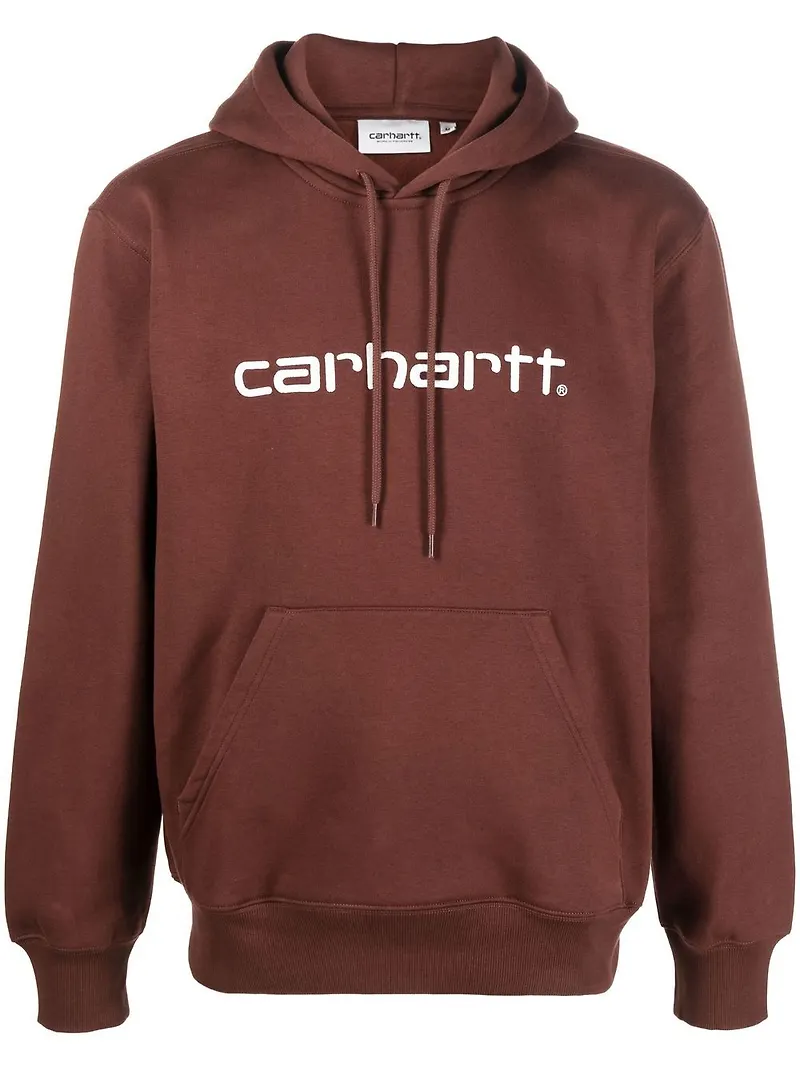 Carhartt WIP hoodie med broderad logotyp - Brun