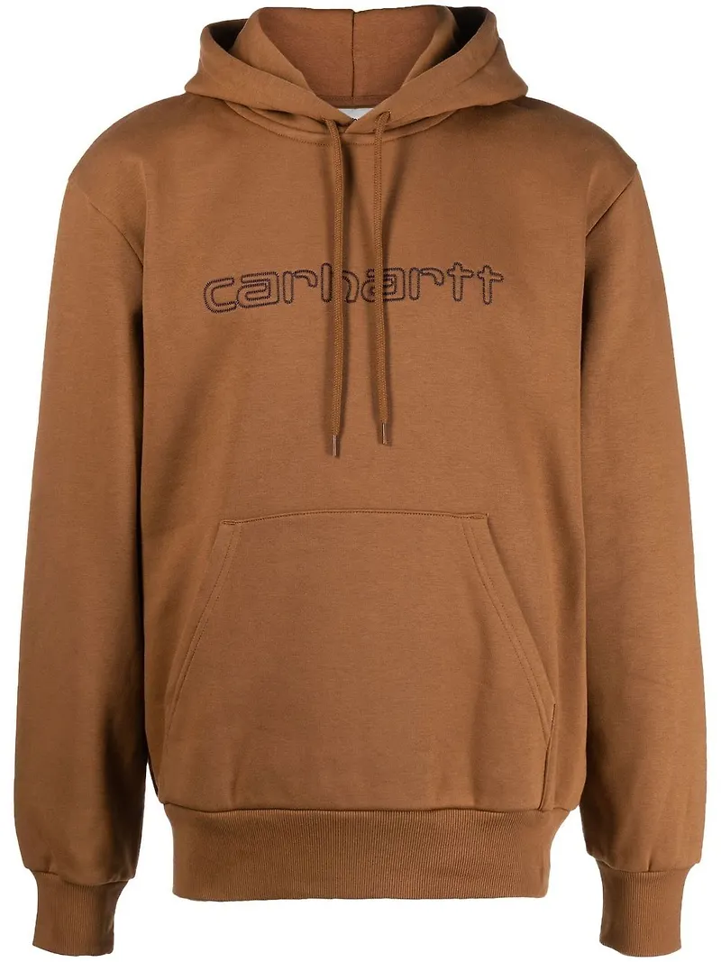 Carhartt WIP hoodie med broderad logotyp - Brun