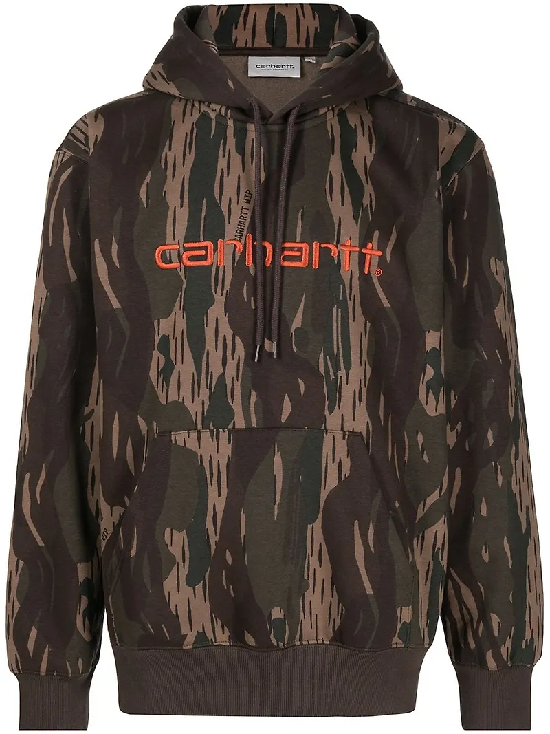 Carhartt WIP hoodie med broderad logotyp - Brun