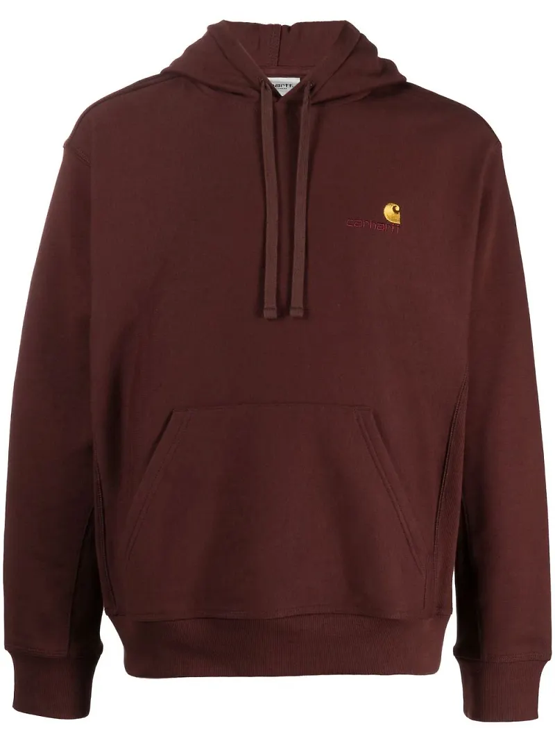 Carhartt WIP hoodie med broderad logotyp - Brun
