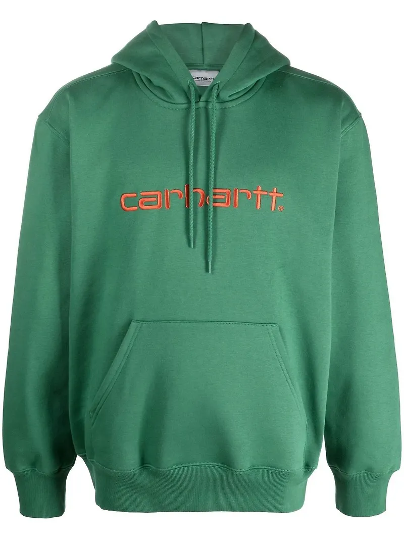 Carhartt WIP hoodie med broderad logotyp - Grön