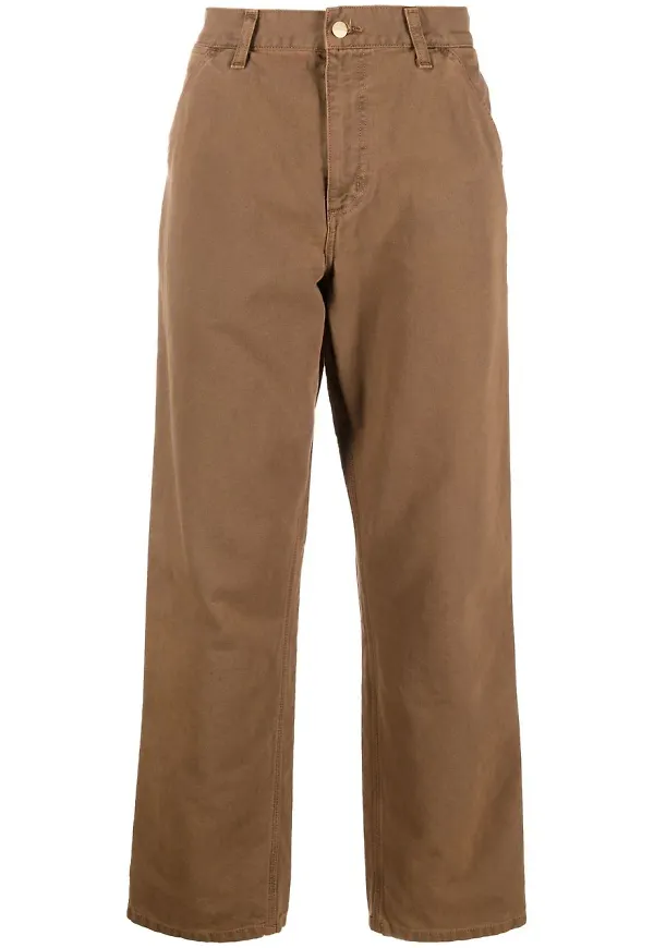 Carhartt WIP logo-patch straight-leg trousers - Brun