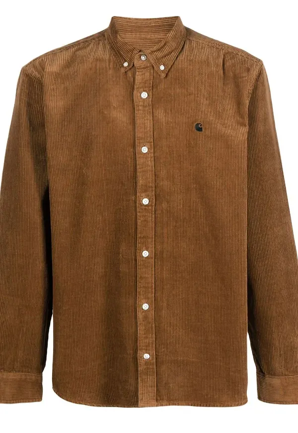 Carhartt WIP manchesterskjorta med broderad logotyp - Brun