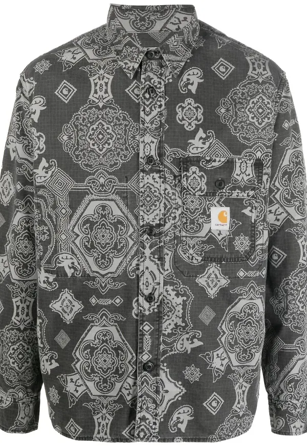 Carhartt WIP paisleymönstrad skjorta - Grå