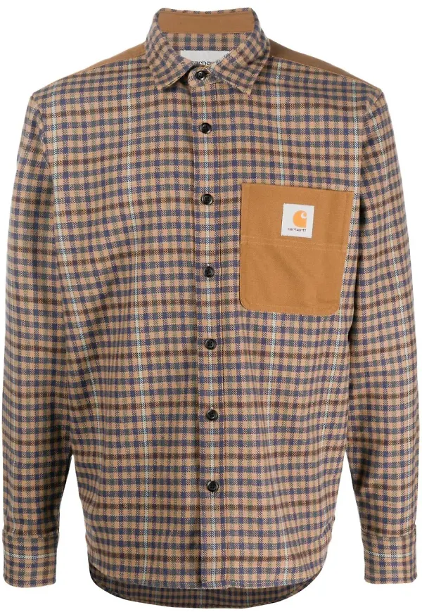 Carhartt WIP rutig skjorta med logotyp - Brun