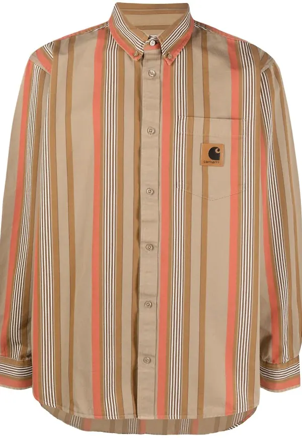 Carhartt WIP striped cotton shirt - Brun