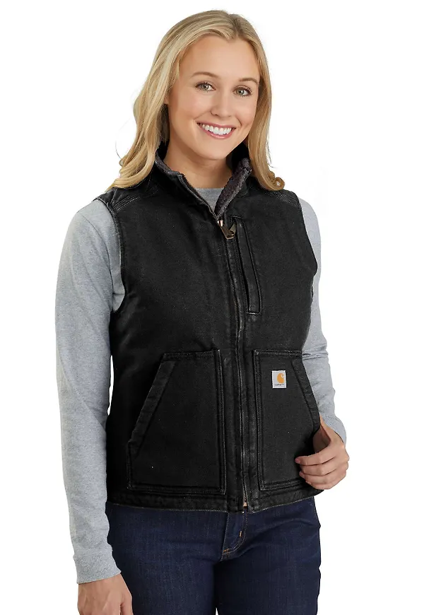 Carhartt Women's Sherpa Lined Mock Neck Vest Black