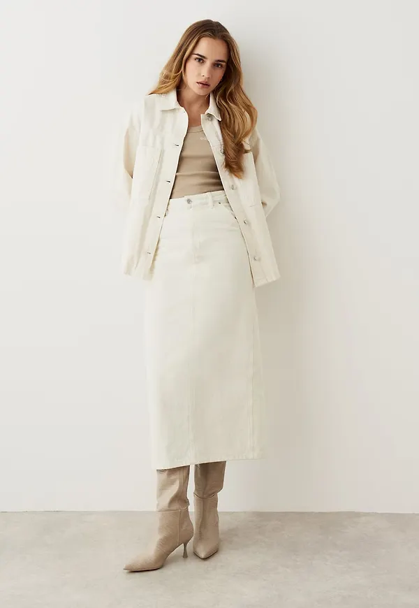 Carpenter long denim skirt