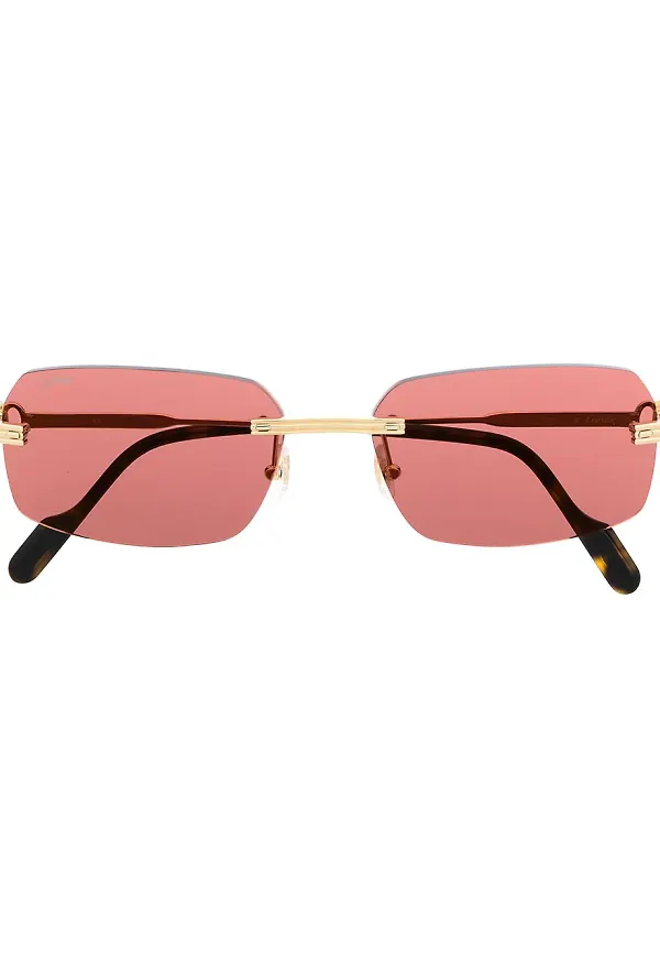 Cartier Eyewear fyrkantiga solglasögon utan bågar - Guldfärgad