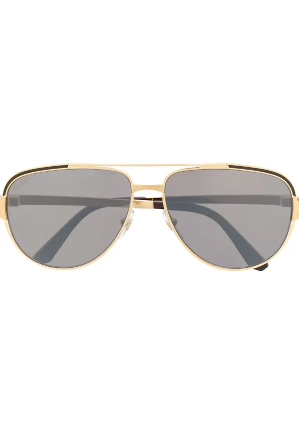 Cartier Eyewear Santos de Cartier pilotsolglasögon - Guldfärgad
