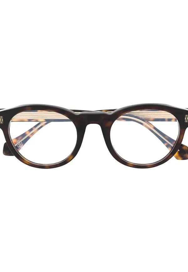 Cartier Eyewear sköldpaddsmönstrade runda glasögon - Brun