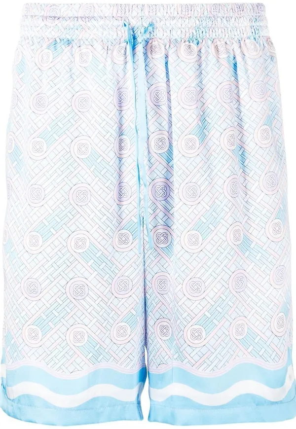 Casablanca sidenshorts med monogram - Blå