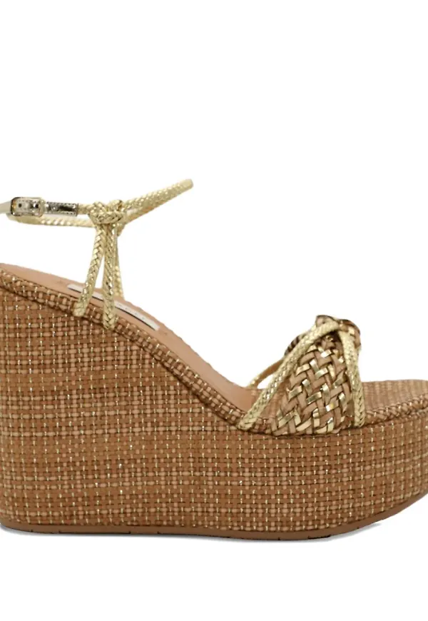 Casadei vävda sandaler med kilklack - Guldfärgad