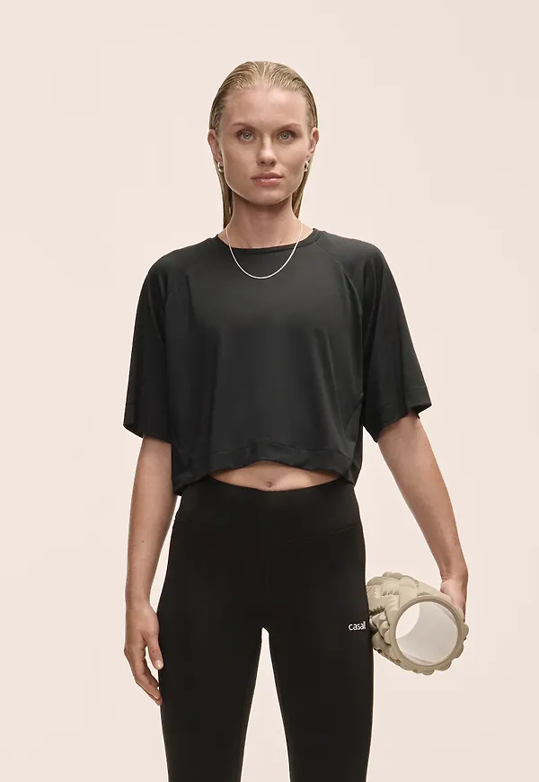 Casall Laser Mesh Crop Tee - Svart XS