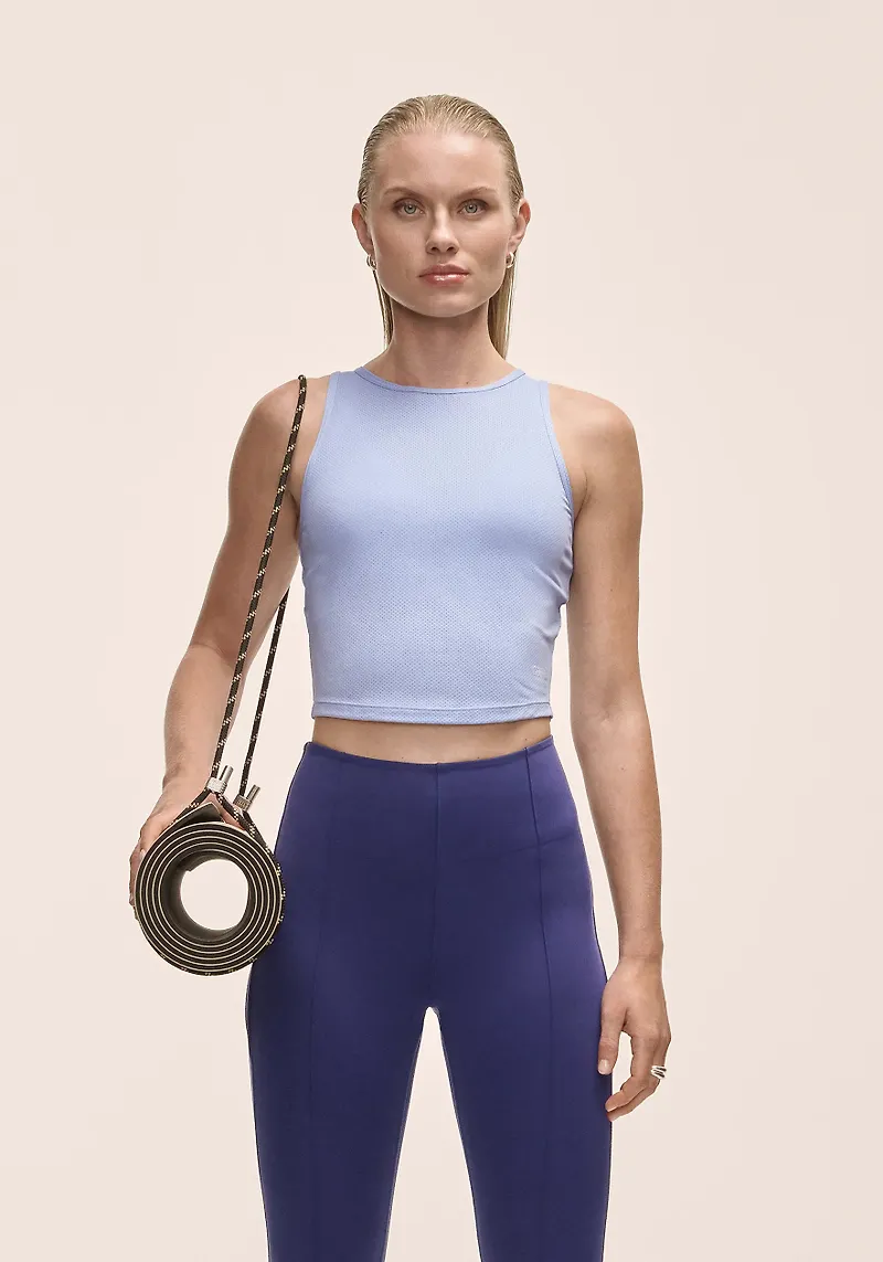 Casall Laser Mesh Croppad Top, Blåbärssås, XL för Kvinnor