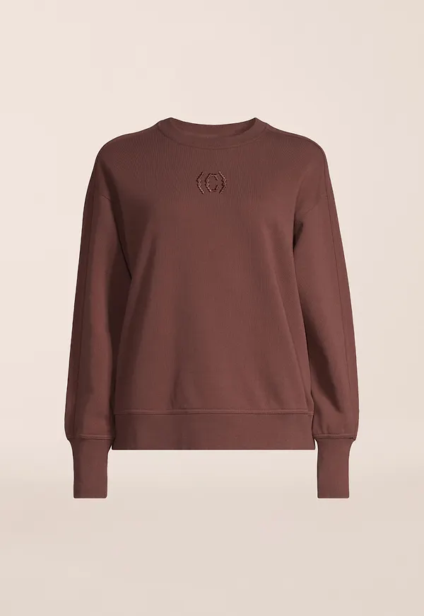 Casall Terry Relaxed Crew - Mörkbrun Unisex Sweatshirt i Ekologisk Bomull, S