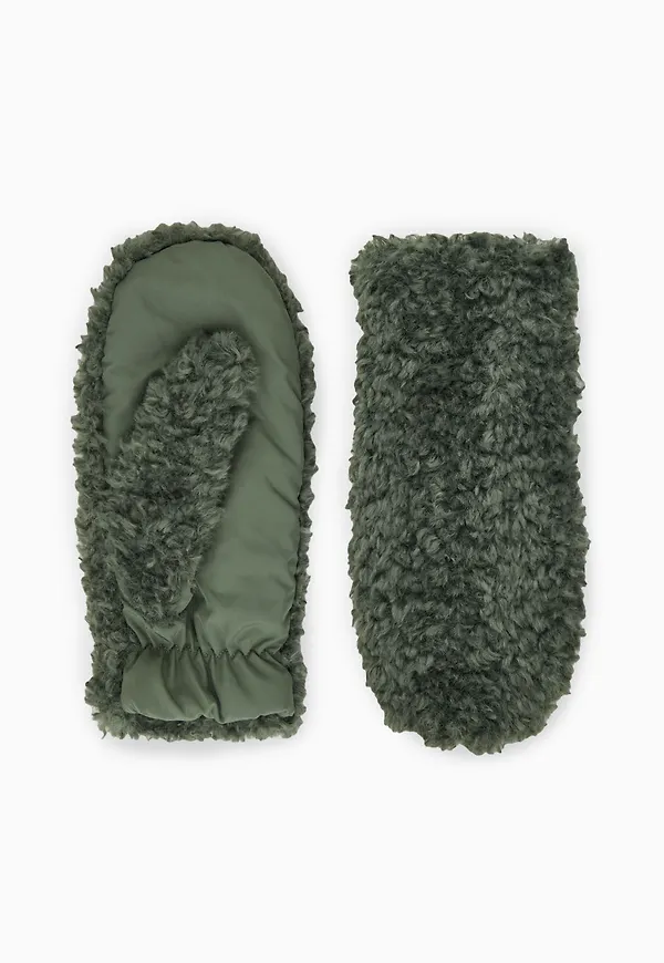 CASHMERE-LINED TEDDY MITTENS
