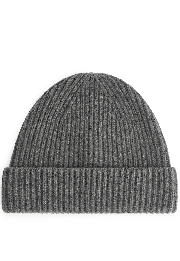 Cashmere Blend Beanie - Grey