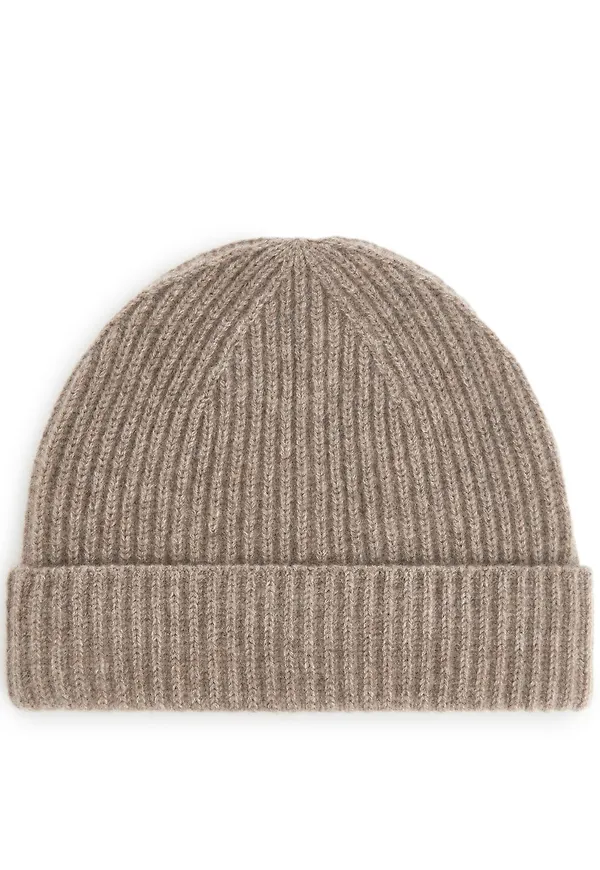Cashmere Blend Beanie - Brown