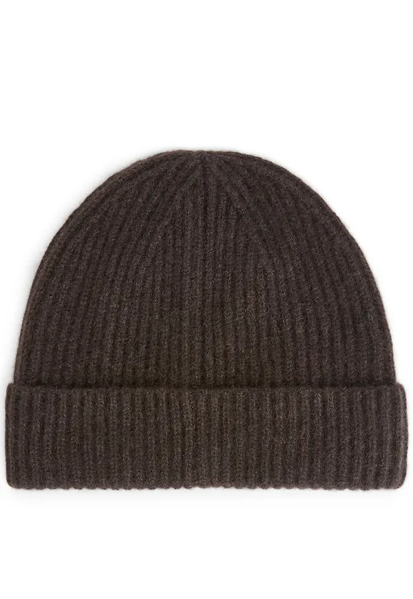 Cashmere Blend Beanie - Brown