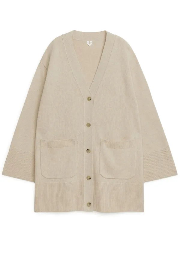 Cashmere Blend Cardigan - Beige
