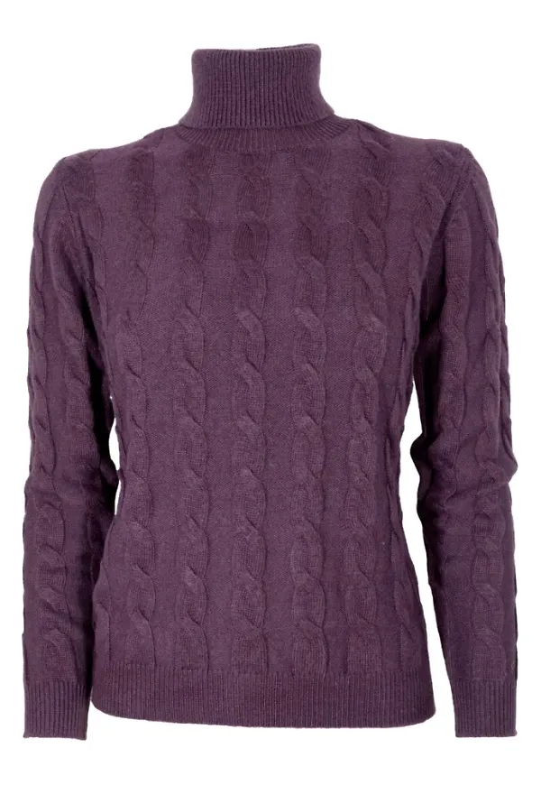 Cashmere Company Rullkrage Lila, Dam