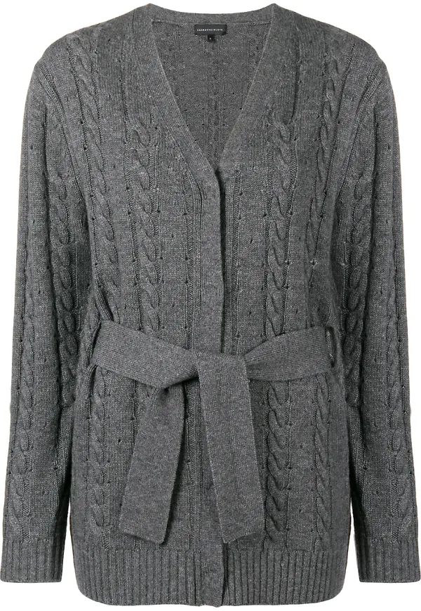 Cashmere In Love kabelstickad cardigan i kashmirblandning - Grå