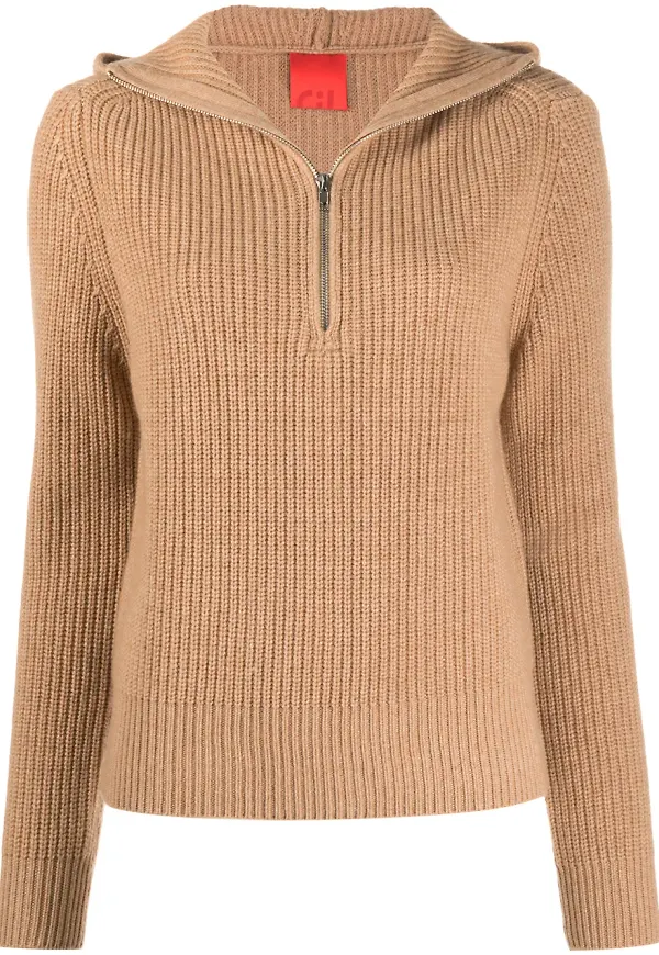 Cashmere In Love ribbstickad hoodie - Brun