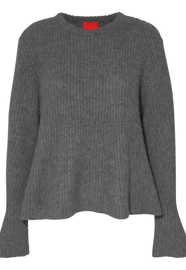 Cashmere In Love utsvängd stickad tröja - Grå
