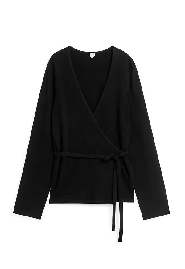 Cashmere Wrap Cardigan - Black