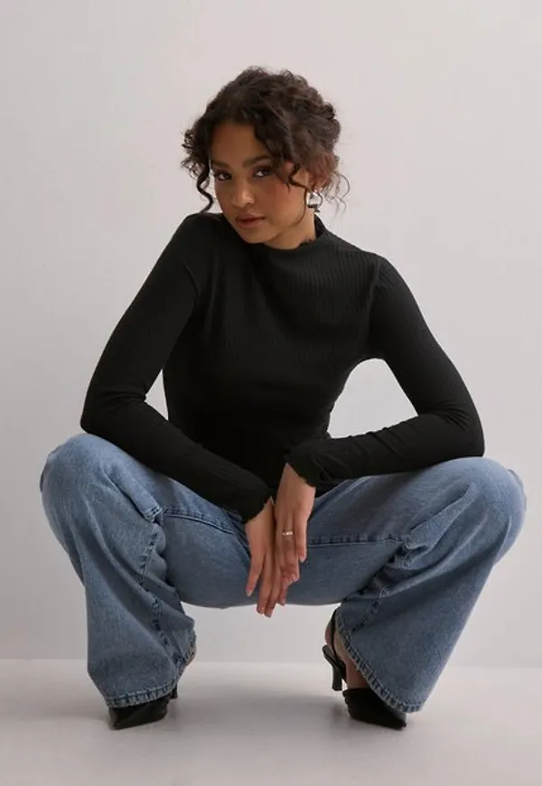Only Onlemma L/S High Neck Top Noos Jrs Blusar & Skjortor Svart