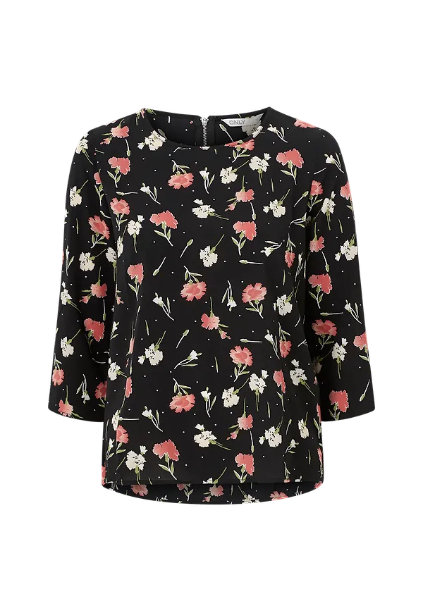 Only - Topp onlNova Lux 3/4 Sleeve Top - Svart