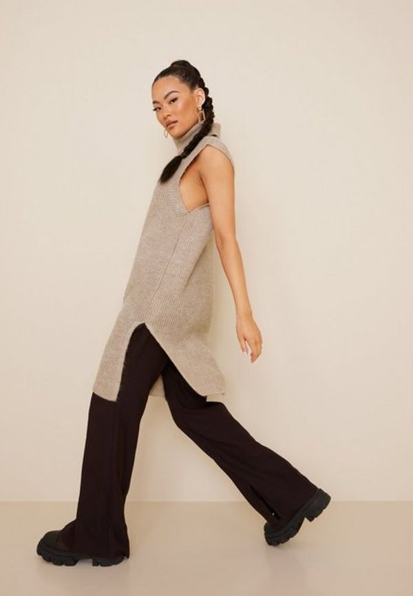 Only Onlcora Long Rollneck Vest Knt Stickade västar Pumice Stone W. Melange