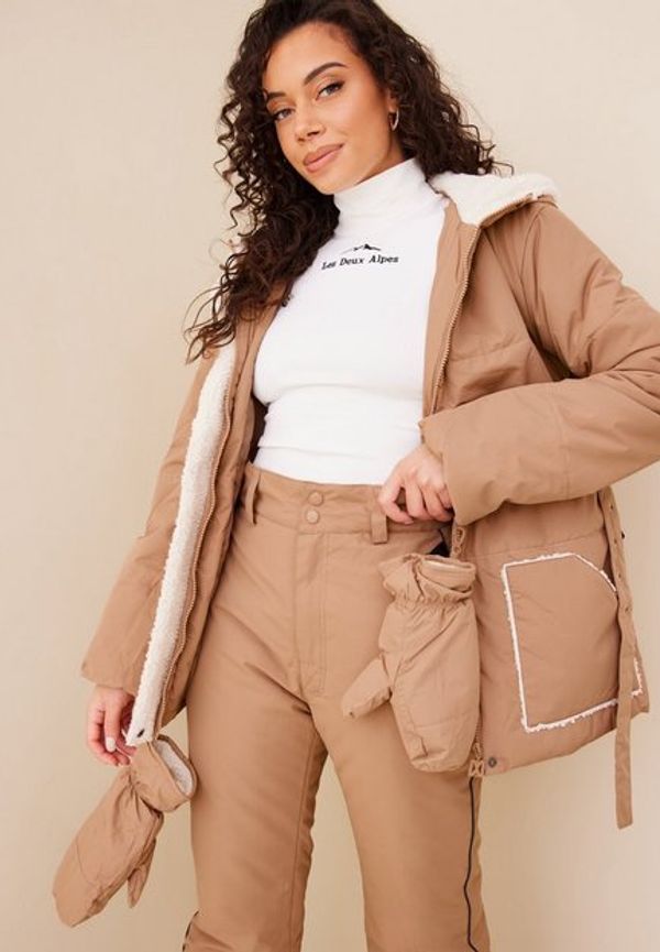 Missguided Borg Lined Puffer Jacket with Mittens Övriga Jackor Camel