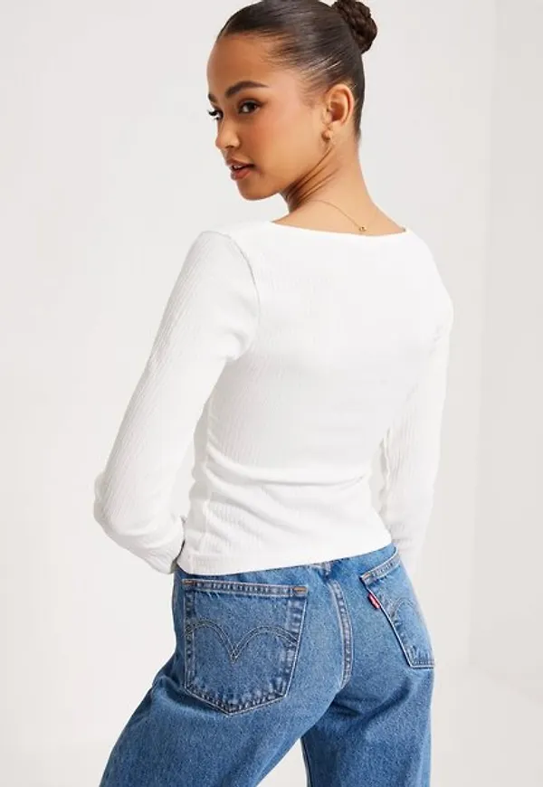NLY Trend Structured Sweetheart Top Långärmade toppar Vit