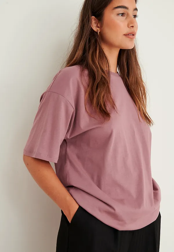 NA-KD Basic Ekologisk oversize t-shirt med rund hals - Pink