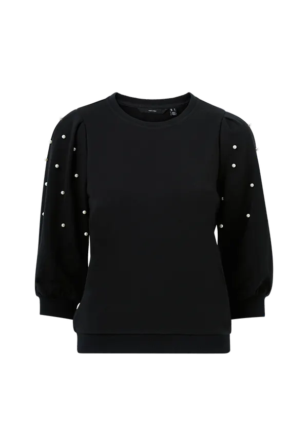 Vero Moda - Topp vmBeckie 3/4 Oneck Sweatshirt - Svart